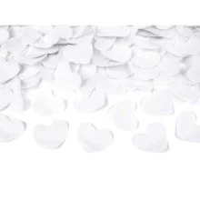 Vystreľovacie konfety 60cm – biele srdiečka
