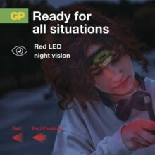 Svietidlo čelové GP Discovery CH34 LED LR03, P8554 – sivo/zelené