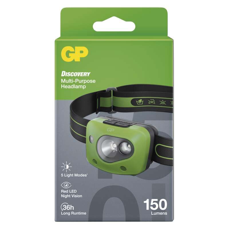 Svietidlo čelové GP Discovery CH34 LED LR03, P8554 – sivo/zelené
