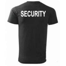 Tričko SBS – SECURITY s bielou potlačou – čierne