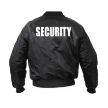 Bunda letecká MA-1 Bomber SECURITY – čierna, s bielym nápisom