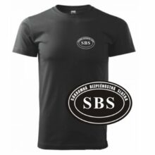Tričko SBS – SECURITY s bielou potlačou – čierne