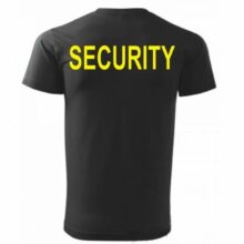 Tričko SBS – SECURITY so žltou potlačou – čierne