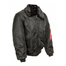 Bunda pilotná CWU s kožušinovým golierom – čierna