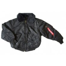 Bunda pilotná CWU s kožušinovým golierom – čierna