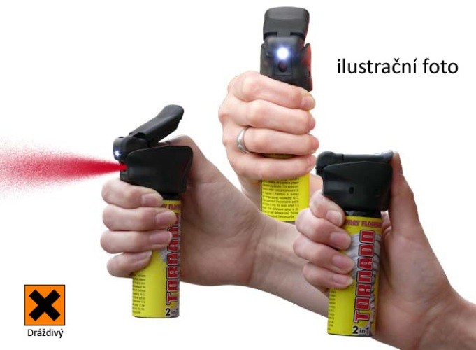 Obranný sprej OC Tornado (JET) s LED svetlom – 63ml