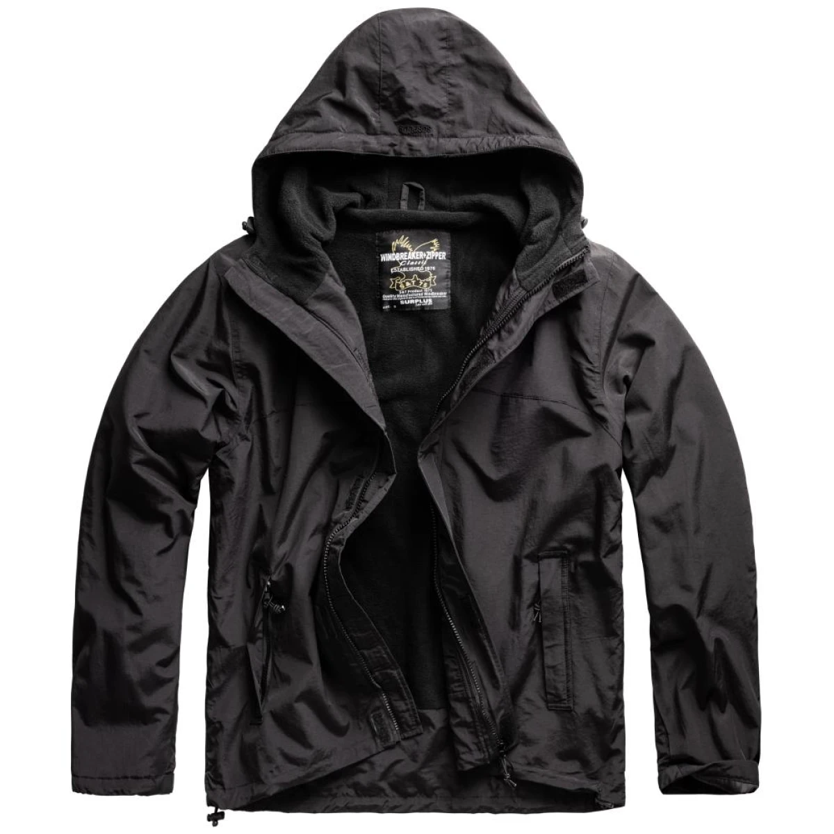 Anorak bojový SURPLUS TEX s kapucňou a so zipsom - čierny