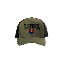 Šiltovka SLOVAKIA veľký nápis, so sieťkou - olivová