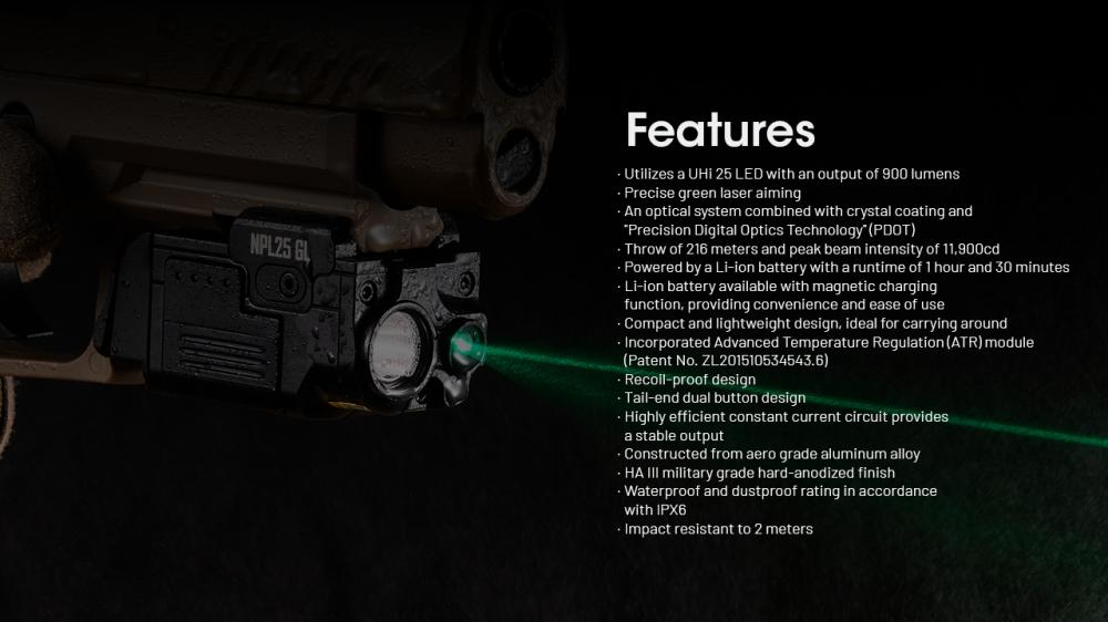 NITECORE NPL25 GL - biele svetlo + zelený laser – Obrázok 19