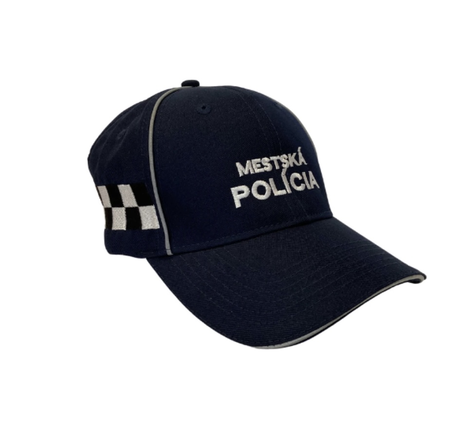 Šiltovka MESTSKÁ POLÍCIA so šachovnicou - tmavomodrá